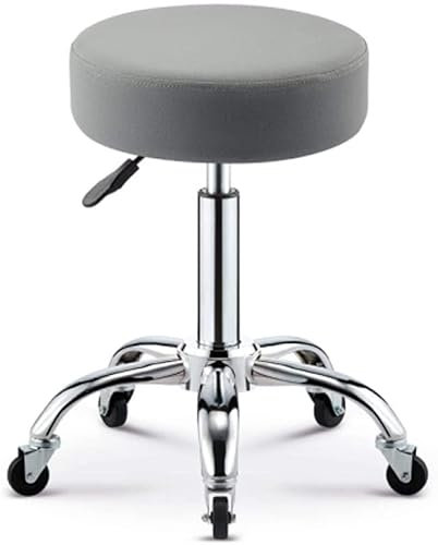 NEAFP Drehhocker, höhenverstellbarer Sattelhocker für Büro mit Rollen, Friseurhocker mit Sitz aus braunem PU-Kunstleder, verstellbare Höhe 52–60 cm, unterstütztes Gewicht 160 kg, Sattel HGCHH