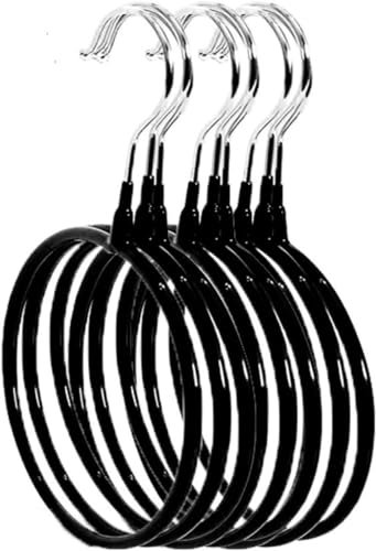 6pcs Belt Scarf Hangers for Closet Nonslip Metal Tie Rings Holder Organizer for Neckties, Shawls Scarves, Veils, Pashminas (Black)