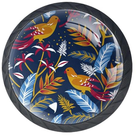 Luoweisi 4Pcs Drawer Knobs Birds in The Nature Design Paint Cabinet Knobs Cupboard Handles Hardware Round Mushroom Door Pull Handle for Cabinet Wardrobe Drawer Bedroom Bathroom Furniture