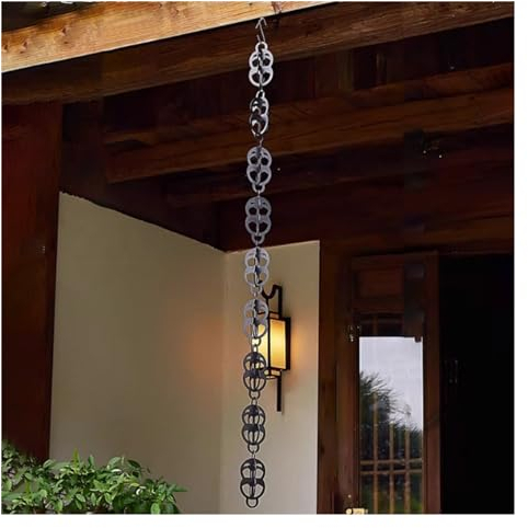WDJBPSH Regenketten Metall Dachrinnenregenkette für starken Regen, 1-4 m lang Hängender Regenwasserfänger für Garten/Hof/Dach/Dach Dekoration, Ersetzen Dachrinnen-Fallrohr (Size : 3.2ft/1m)