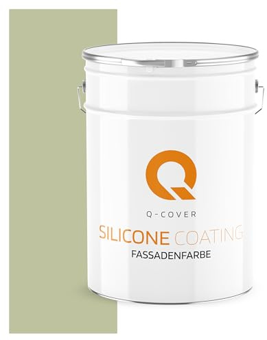 Q-COVER Fassadenfarbe 10 L Apfelgrün F483 – Silikonharz, Außenfarbe, Hydrophob, Wetterfest, Fassadenschutz