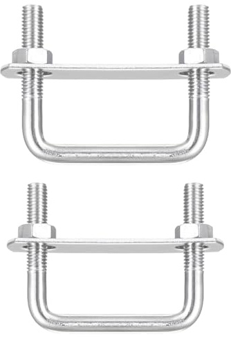 TOP-VIGOR M8 x 52mm U Bolts, 2Sets 50mm Length Square U Clamp Bolts | 304 Stainless Steel U-Bolts with Nut, Plate for Building Installations Mechanical Parts Connection Cehicles Ships
