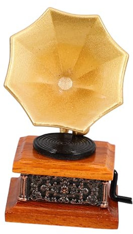 VICASKY Gramophone miniature Décoration pour maison de poupée Rétro Phonographe Modèle Résine Décoration Accessoires photo pour maisons miniatures Accessoires d'artisanat pour salon bar Détails