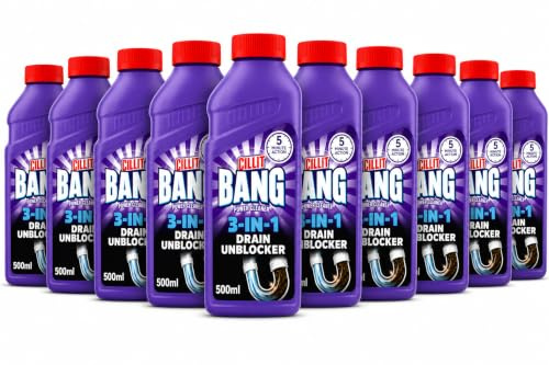 Cillit Bang 3-in-1 Power Cleaner Odour Stop Drain Unblocker Gel, Drain Cleaner For Kitchen Sink Drains, Bathroom Showers, Baths & Basins | 500ml Each | Pack of 10