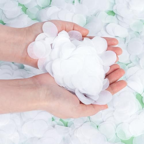 16000 Pcs Biodegradable White Round Shaped Paper Confetti for Wedding Parties, Birthday Confetti for Balloons, White Lvory Round Paper Confetti for Wedding Birthday Anniversary Decoration