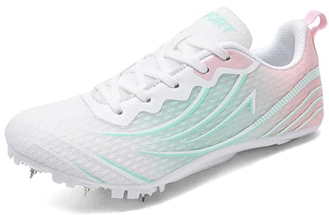 ZHENSI Zapatillas De Atletismo con Clavos para Mujer Zapatillas para Correr Carreras Saltos Atletismo,Rosado,40 EU