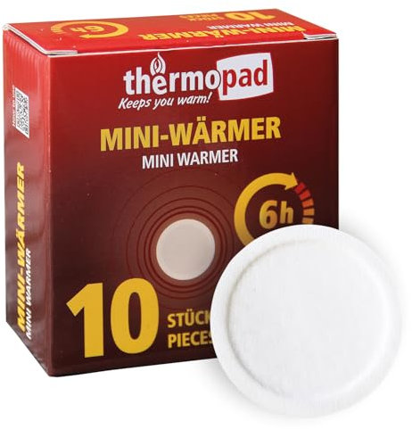 THERMOPAD Miniwärmer - 10er-Box Wärmepads mit 6 cm Durchmesser - einsetzbar als Mützenwärmer, Handschuhwärmer - punktuelle Wärme für bis zu 6 Stunden Wärme