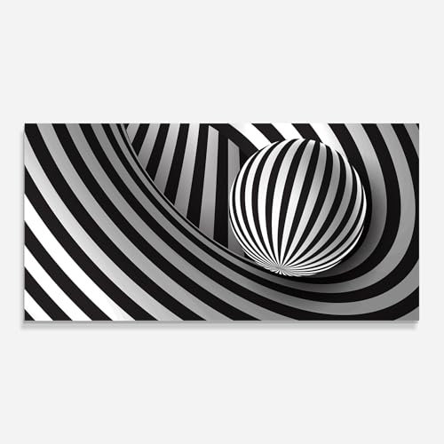 ARTHUB® Glasbild 60x120 cm, 5mm ESG | Moderne Wandbilder aus Glas für Wohnzimmer & Schlafzimmer, Wanddekoration, Wohnkultur, Moderne, 3d Zebra Ball