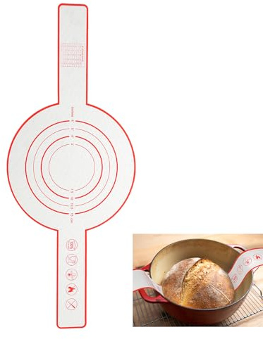 sourcing map Eslinga de silicona para horno, antiadherente, fácil de limpiar, forro de bandeja para hornear con asas largas, accesorios para hornear pan de masa madre, color rojo