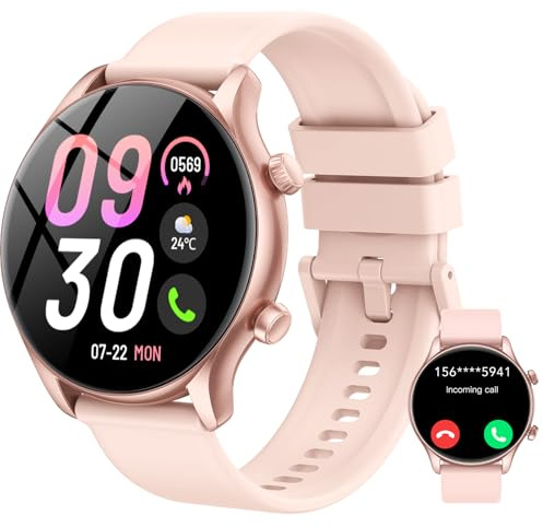 Reloj Inteligente Mujer, 1.39Display Smartwatch con Llamadas, Smart Watch Monitor de Sueño/SpO2, Podómetro, 100+ Modos Deportivos, IP68 Impermeable Reloj Deportivo para Android iOS Rosa Acoplado