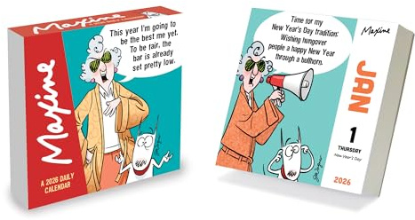 TF Publishing 2026 Maxine Daily Desktop Calendar - Home and Office Organization - Small Desk Calendar 2026 with Full-Color Tear-Off Pages and Standing Cardboard Easel - 5.25in x 5.25in