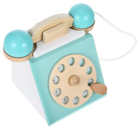 BESPORTBLE Holz Telefontastic Schaltspielzeug Für Junge Mädchen Vintage Rotationsdial Simulation Für Interaktive Spielzeiten Soft Und Langlebig Fördert Farberkennung Und Zahlenverständnis