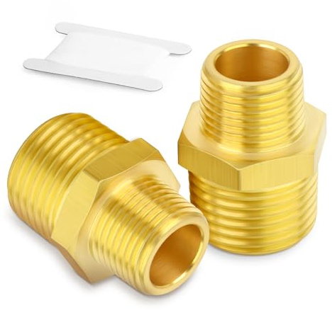TAILONZ PNEUMATIC 2 Stück Messing Doppelnippel 3/4 x 1/2 BSP Außengewinde Gewindefitting Sechskant Reduzierstück Adapter für Wasser Luft Gas Kraftstoff