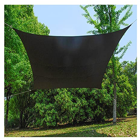 Toldo impermeable resistente a los rayos UV para patio, kiosco, cochera y jardín, 2 x 4 x 5 m, tela de sombra para exteriores con cuerda, color negro, perfecto para protección al aire libre