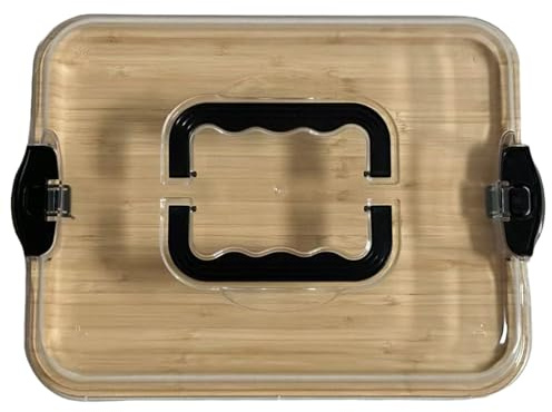 Peosaard Board de charcuterie avec Couvercle, Plateau de Service en Bois Portable avec Couverture Claire verrouillable, pour Pique-Nique, Camping, fêtes