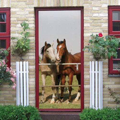 Selbstklebend Türbekleben Tiere Pferde Türtapete 80x200 cm, TürPoster Ackerpferd Türbilder 3D Türaufkleber Dekoration Poster Tapete Türfolie, PVC Fototapete Wandtattoo Tür Tapeten m.1620