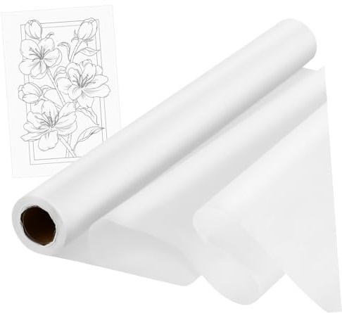 Angoily Papier Calque pour Dessin A2 Rouleau 23M Translucide Grosse Longueur pour Artistes Croquis Calligraphie Conception de Vêtements Fournitures Créatives