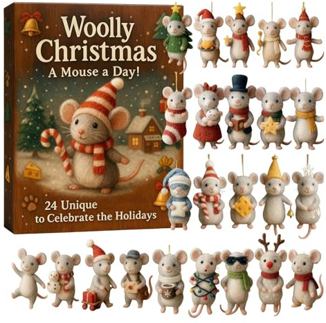 Calendrier De L Avent De Noël,Mignon Décoration De L'Avent En Acrylique 2D - 24 Jours De Compte À Rebours De Noël Ornements De Souris En Acrylique 2D,Pour Branches D'Arbre Appuis Fenêtre Mur