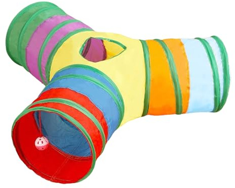 Yuecjian Katzentunnel,3-Wege Indoor Katzenspielzeug | Labyrinth Tunnel für Kätzchen,für Bereicherung, Bewegung, Draußen, Zuhause, Rasen, Welpen und