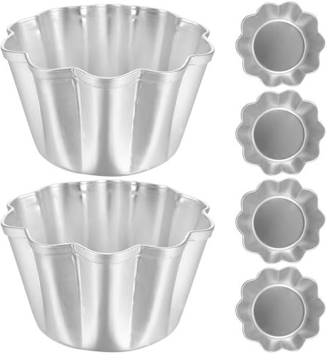 NUOBESTY Stampi per Muffin in Alluminio Antiaderente 6 Pezzi, Teglia da Forno per Crostate e Budini Resistente al Calore, Accessori Cucina per Dolci Fai da Te e Pasticceria Professionale