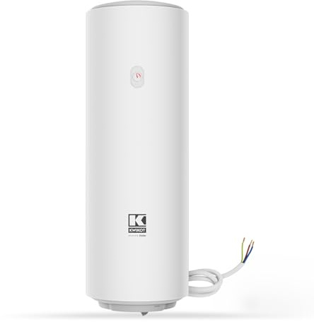 Kwikot EasyTube Chauffe-eau Électrique 100L Mural Vertical Anti-calcaire | Cuve émaillée, Classe A, thermostat réglable, compact, cuisine, salle de bain, lavabo