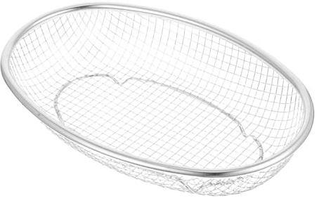 Beavorty Cesta Ovalada Pequeña de Acero Inoxidable, Escurridor Multifuncional para Frutas y Verduras, Cesta Coladora de Alimentos para Cocina y Almacenamiento, Drenaje Rápido y Fácil