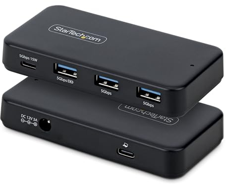 StarTech Hub USB-C y USB-A de 4 Puertos, 5Gbps, 36W (311UE-USB-HUB) | Cable Host 2 en 1 USB-C y USB-A, Carga BC 1.2, 3x USB-A y 1x USB-C, Adaptador de 36W Incluido