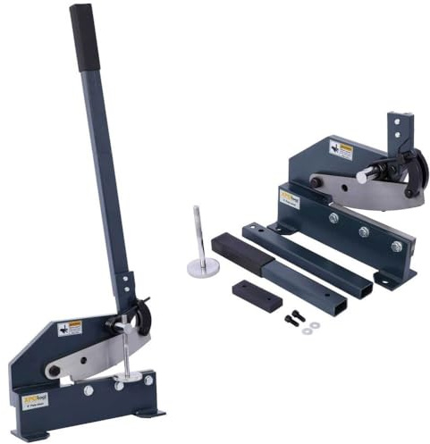 SRECELL 8-Inch Manual Sheet Metal Plate Shear, Heavy Duty Bench Mount Metal Cutter with Solid Steel Frame & Long Handle, High Carbon Steel Blades for Cutting Steel Plate, Flat Bar & Rod (Gray)