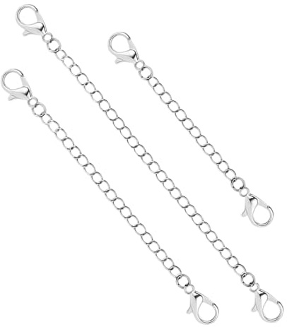 3 Pezzi Catena di Estensione per Collana in Acciaio Inossidabile Argento, Set Prolunghe Regolabili per Bracciali e Cavigliere, Estensore Gioielli con Moschettone 3cm 5cm 7cm