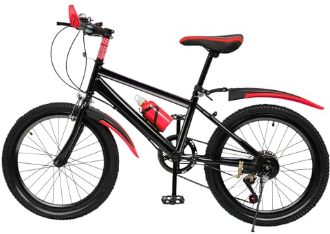 ZHINELY 20 Zoll Mountainbike, 7-Gang Fahrrad Kohlenstoffstahl Rahmen, Höhenverstellbar mit Klemmbremse und Haltebremse, Fahrräder mit Wasserbecher-Halter und Kompass-Glocke für Sport Pendeln
