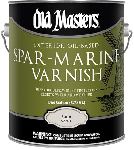 1 Gal Old Masters 92301 Clear Spar-Marine Varnish Oil-Based Exterior Coating, Satin