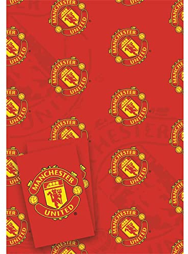 Official Manchester United FC Gift Wrapping Paper for Birthday- 2 Sheets & 2 Tags