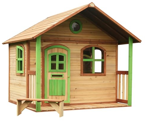AXI Milan Maison Enfant en Bois FSC | Maison de Jeux pour l'extérieur/Jardin en Marron & Vert | Maisonnette/Cabane de Jeu avec des fenêtres