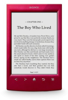 Sony Reader (PRS-T2/RC). Rot: Leichter E-Book Reader mit IR Touchscreen, W-LAN, integrierten E-Book. Größe: 110 x 173 x 9,1 mm