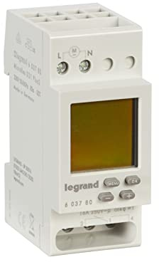 LEGRAND, Digitale Wochen-Zeitschaltuhr MicroRex D21, 1 Kanal, 2-modulig für Hutschiene mit 230V und 4000W, 603780