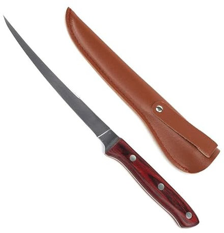 P-Line Coltello per SFILETTARE Il Pesce con Custodia in Pelle (Lama 17,8 cm)