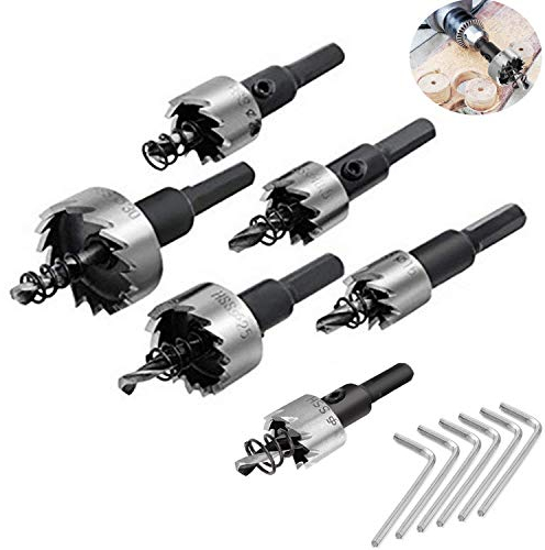 Scies-cloches Drill,TANGGER 6pcs 12-30 mm HSS Ensemble Mèche Fraise Carbure pour Forage Scie coupe de travail des métaux Ouvreur de trou