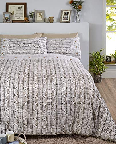 Rapport Home Arran Bettwäsche-Set aus gebürsteter Baumwolle, 100% Natur, Einzelbett