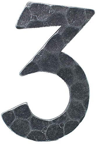 Fenau | Numéro de maison 3 | dimension 12x8 cm | matériau 4 mm martelé | acier (brut) S235JR | Numéros de maison acier/fer forgé/rustic, Numéro 3