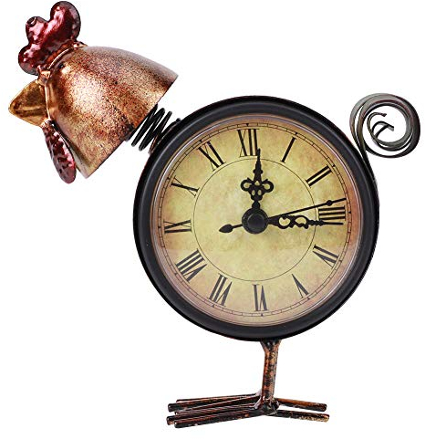 Cafopgrill Eisenuhr, europäische Retro-Stil Huhn geformte Eisenuhr Klassischer Stil Uhr Schreibtisch Tischuhr Home Ornament Handwerk Geschenke Desctop Clock Desktop-Dekoration