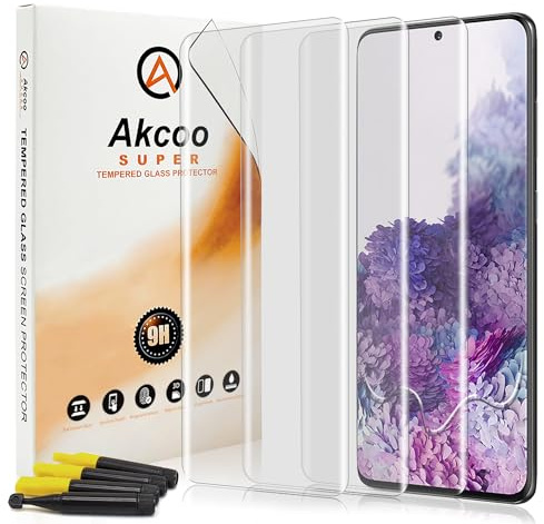 Akcoo Schutzglas für Galaxy S20 Plus,LOCA Technologie,Unsichtbarer Vollbildschutz,Fingerabdruck-ID kompatibel,Sensible Berührung - 3 Stück
