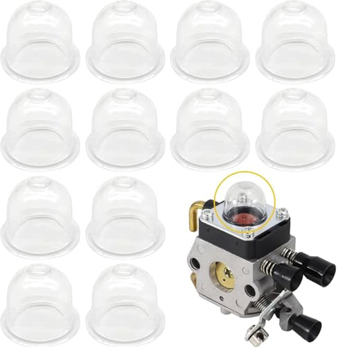 Oneroomone 12 Stück Zündkapsel Primer Pumpe,Primer Bulb Vergaseröl | Kraftstoffpumpe Vergaser Primerkolben,Für Mäher Gebläse, Strimmer, Trimmer, Kettensäge, Cutter, Hecke, Transparent