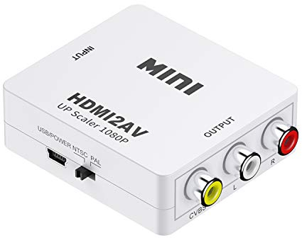 Eono HDMI a AV Adattatore, 1080P HDMI a AV 3 AV CVB Convertitore Video Adapter Composito Convertitore Supporto NTSC/PAL Supporto PAL/NTSC, Bianco
