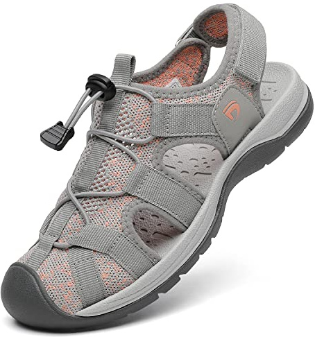DANNTO Sandaler Dam Sommar Sportsandaler Utomhus Trekkingsandaler Stängd tå Vandringssandaler Kvinnor Strand Sandal(Rosa,41)