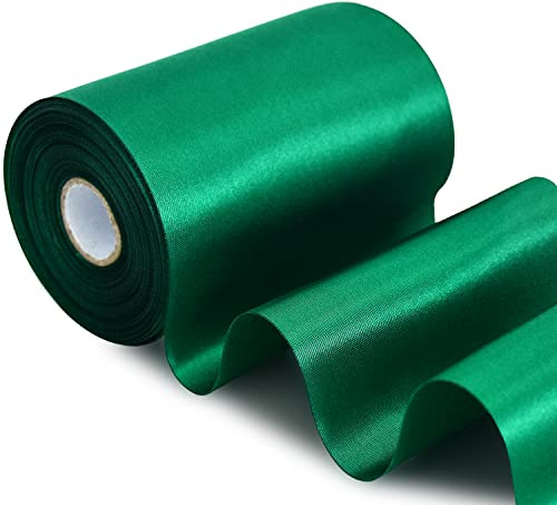 TONIFUL Breit Satinband Farbiges Stoffband für Geschenkband Öffnen des Schleifen Große Öffnung der Bänder Den Stuhl Hochzeit Party Dekoration Valentinstag Weihnachten-Dunkelgrün 10cm x 20m