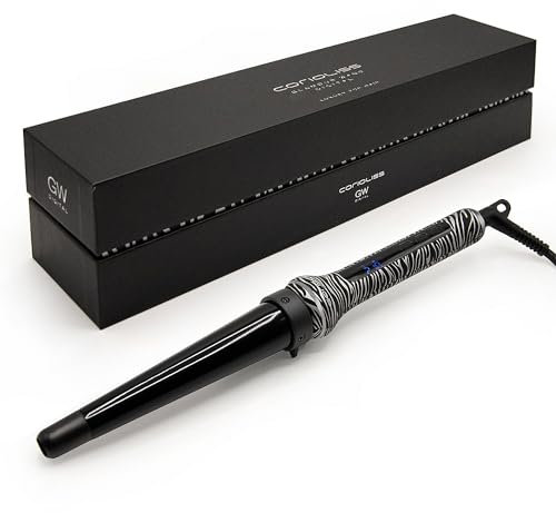 Corioliss Glamour Wand Rizador Pelo Ondas | Cono Ondulador Profesional | Moldeador Iónico | Cerámica yTurmalina | Temperatura 80º-210º | Incluye Dedil | Zebra