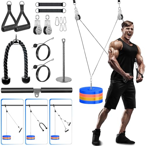 Lyndwin Kabelzug Fitness Latzug Schulter Trizeps Trainingsgerät, Arm Brust Kabelzug Latzug Fitness Geräte Zuhause, Home Gym Pulley System Latzugturm Kabelturm Zubehör Kraftstation für Zuhause