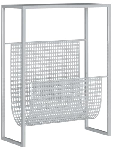 vidaXL Zeitschriftenständer Zeitungsständer Zeitungshalter Zeitungstisch Zeitungsablage Magazin Ablage Halter Aufbewahrung Silbern 35x15x45cm Stahl