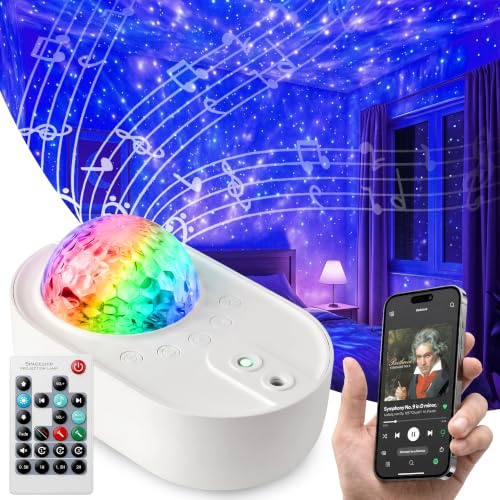 Retoo Sternenhimmel Projektor Nachtlicht Polarlicht mit Bluetooth Musik Lautsprecher, Sternenlicht Projektor mit Fernbedienung, Galaxy Planetarium, Stern Lampe für Deko Kinder Erwachsene Zimmer