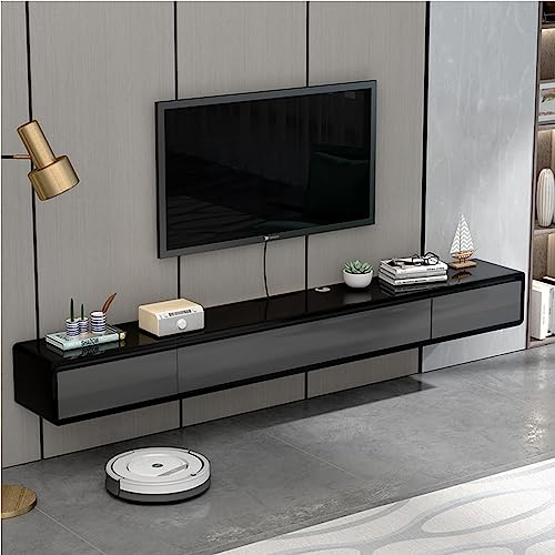 TV Lowboard Hängend - Wandmontage TV-Schrank - TV Schrank Hängend, Mit 2 Schubladen TV-Board Schwimmender TV-Ständer, TV-Ständer TV-Lowboard, Schwebendes Multimedia-Aufbewahrungsregal ( Color : Black